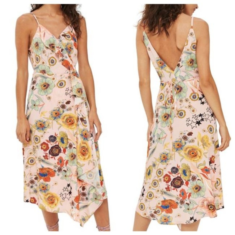 Topshop Floral Midi Dress - Multicolor